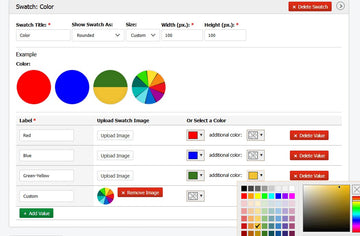 Swatches on Product page